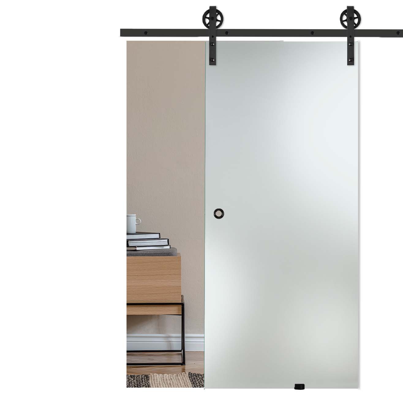 Schiebetür Satinato mit Corvara-Schiebesystem