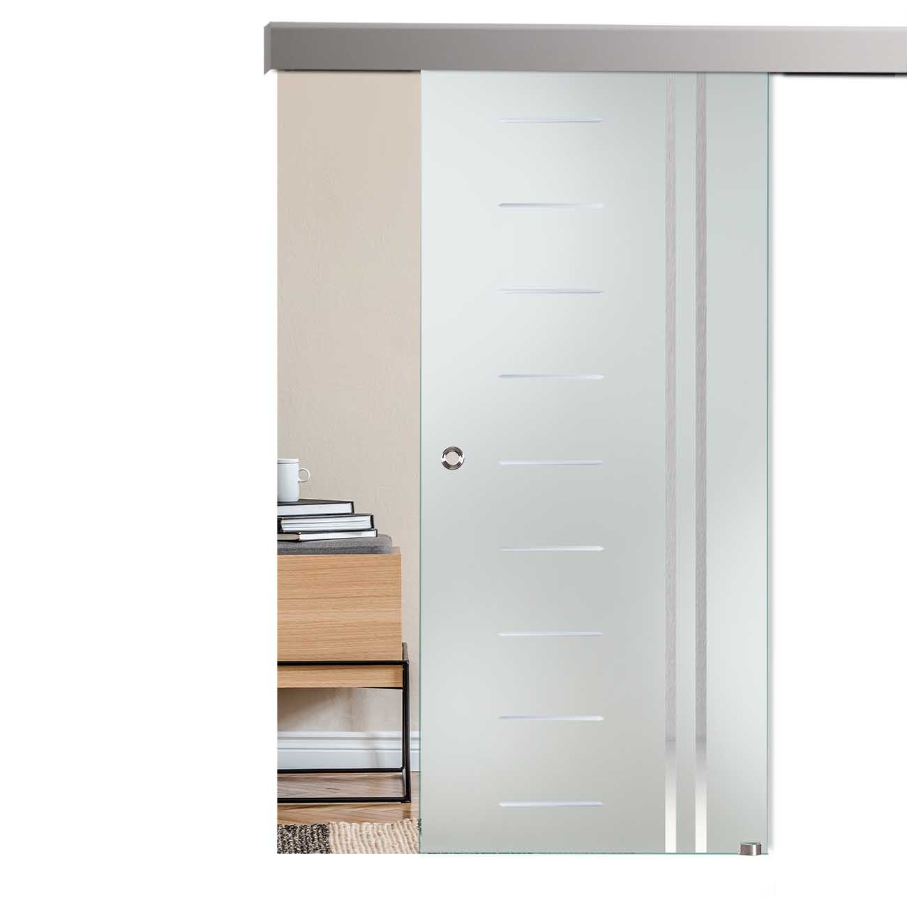 Schiebetür "ERG 2012" mit Alu60-Schiebesystem & Rillenschliff