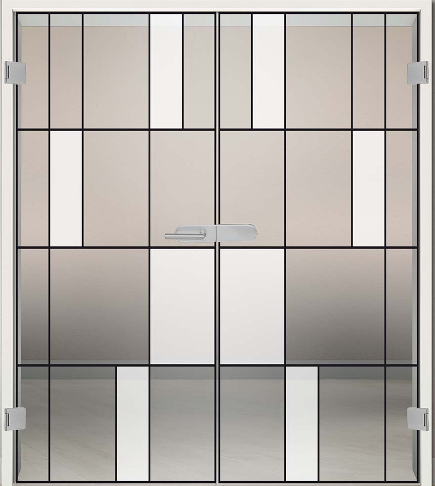 Komplettset Doppelflügeltür mit Digitaldruck "lofft900"inkl. Blendrahmen & Beschlag