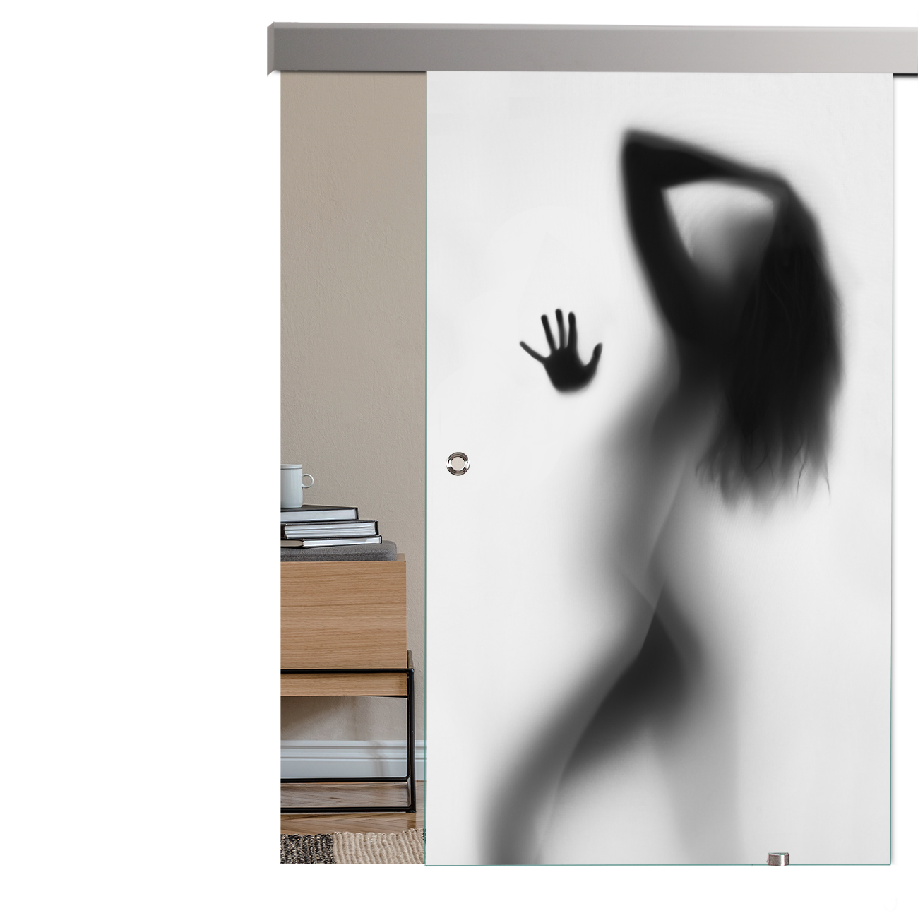 Schiebetür XXL Schattenfrau "1037" mit Alu60-Schiebesystem