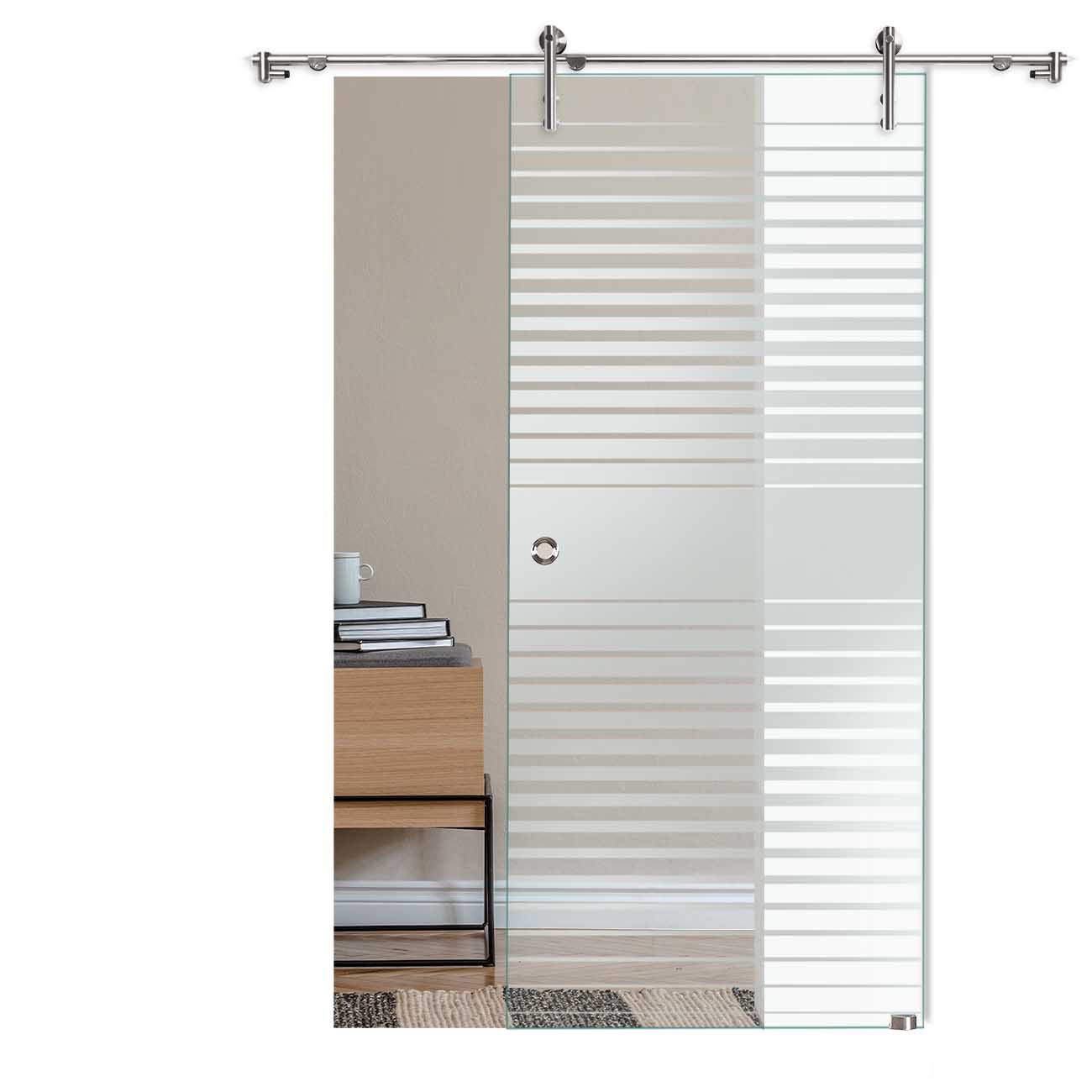 Schiebetür "241" mit V1000-Schiebesystem mit Sandstrahlung