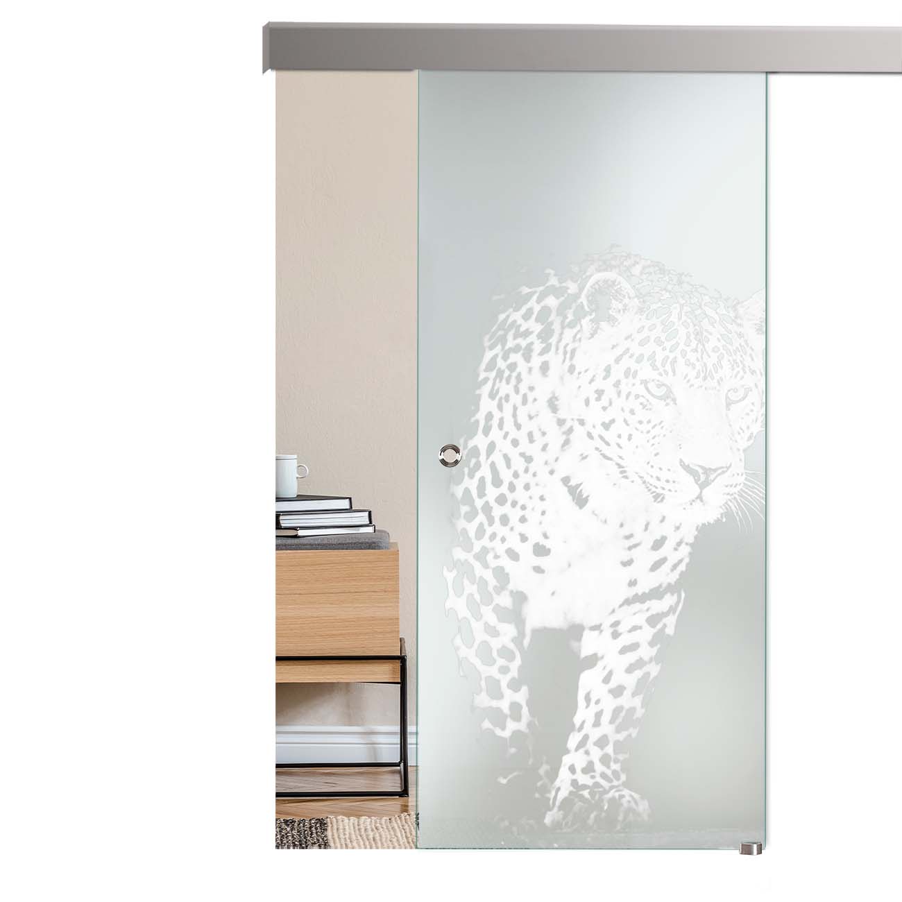 Schiebetür Jaguar "LD006" mit Alu60-Schiebesystem & Lasergravur