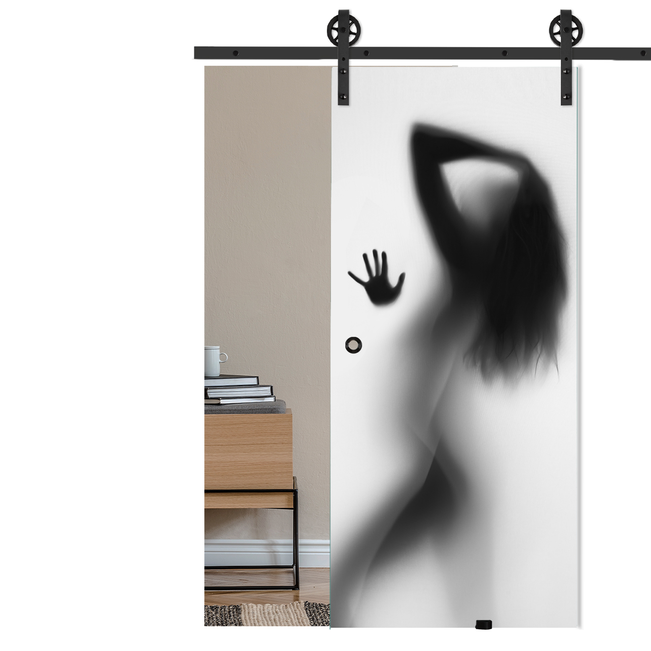 Schiebetür Schattenfrau 1037 mit Corvara-Schiebesystem