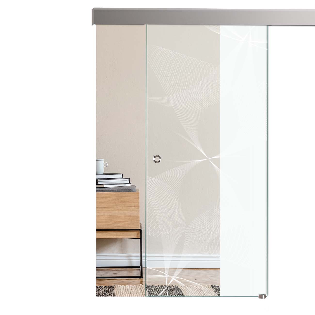 Schiebetür Fly "6002-F" mit Alu60-Schiebesystem & Lasergravur