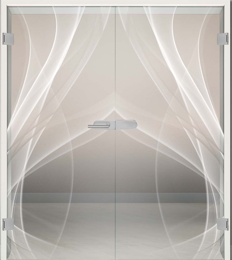 Komplettset Doppelflügeltür mit Lasergravur "Nebel LD004"inkl. Blendrahmen & Beschlag