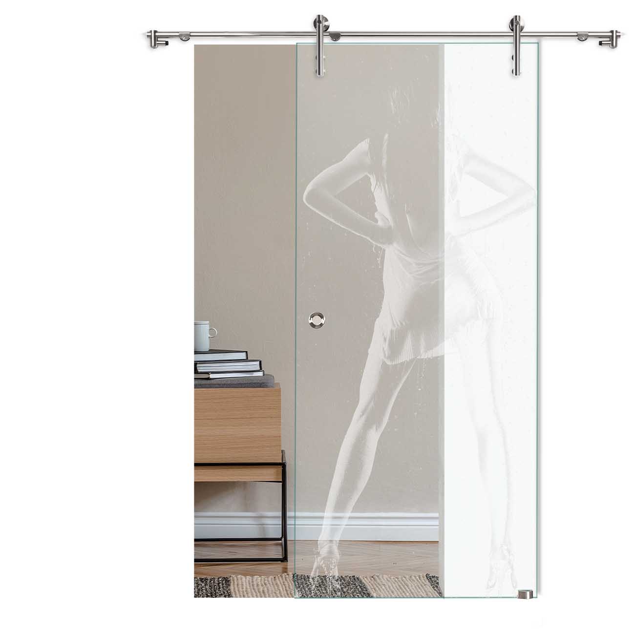 Schiebetür Laserdekor 6001 mit V1000-Schiebesystem