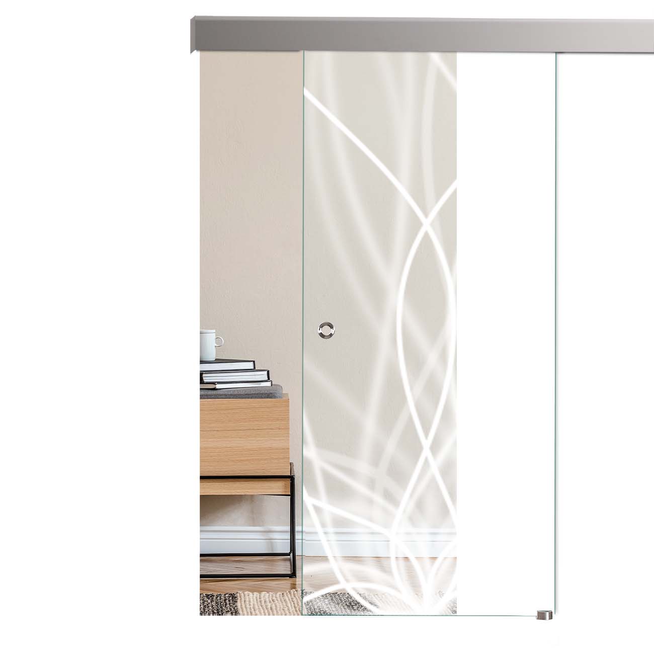 Schiebetür "6013-F" mit Alu60-Schiebesystem & Lasergravur