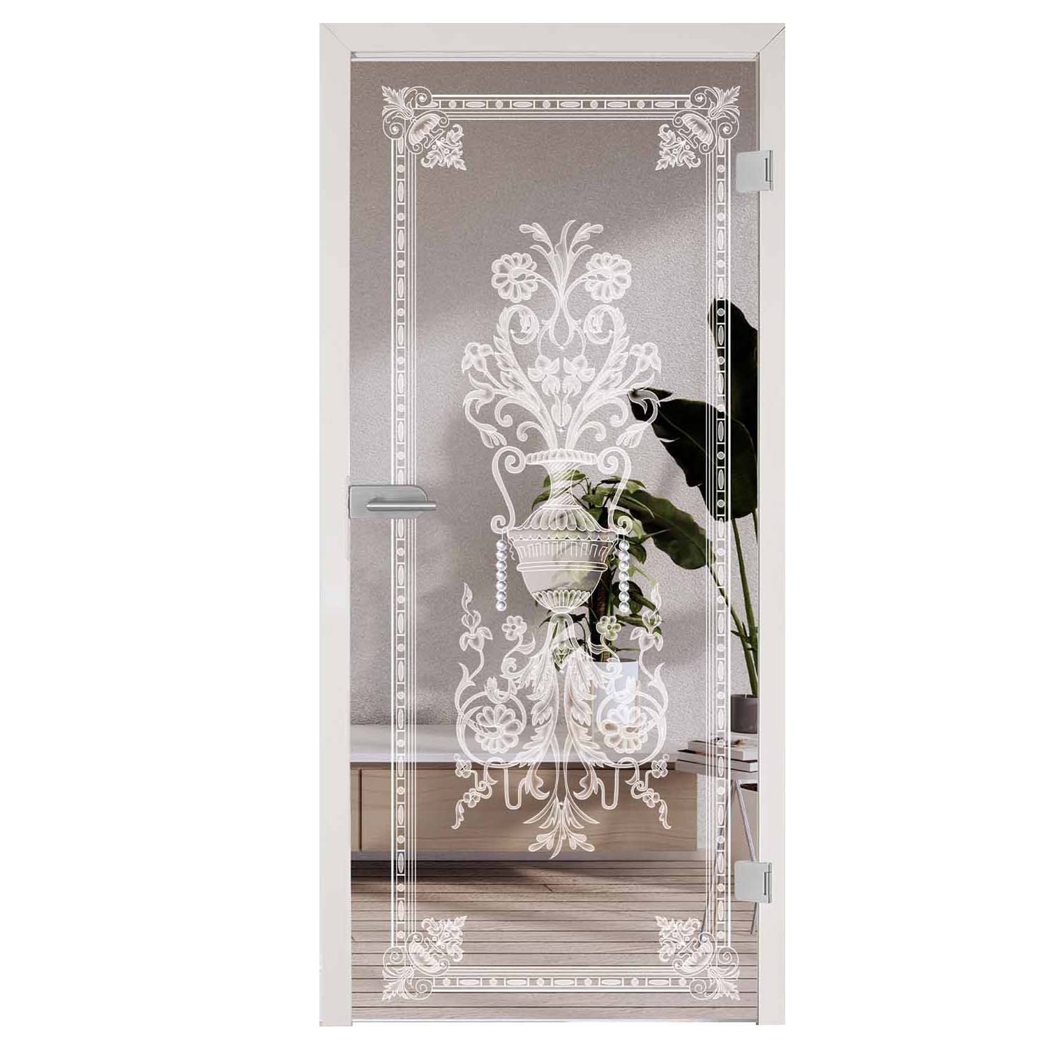 Ganzglastür mit Lasergravur auf Floatglas aus unserer superior line- LD_GTS229