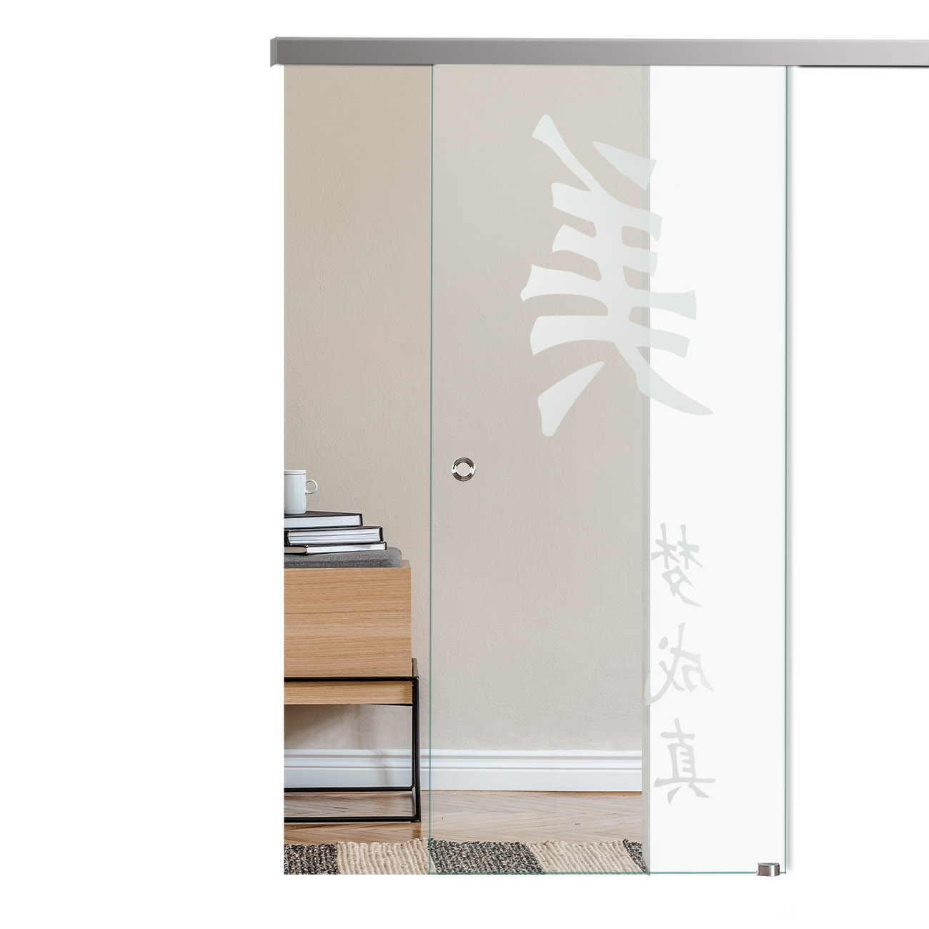 Schiebetür "261" mit AG50-Schiebesystem und Sandstrahlung