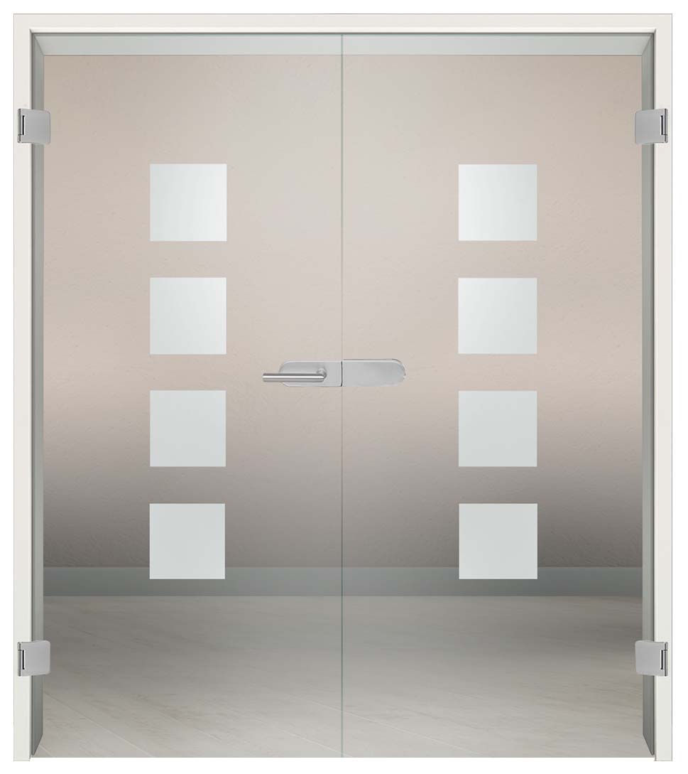 Komplettset Doppelflügeltür mit Sandstrahlung "253"inkl. Blendrahmen & Beschlag