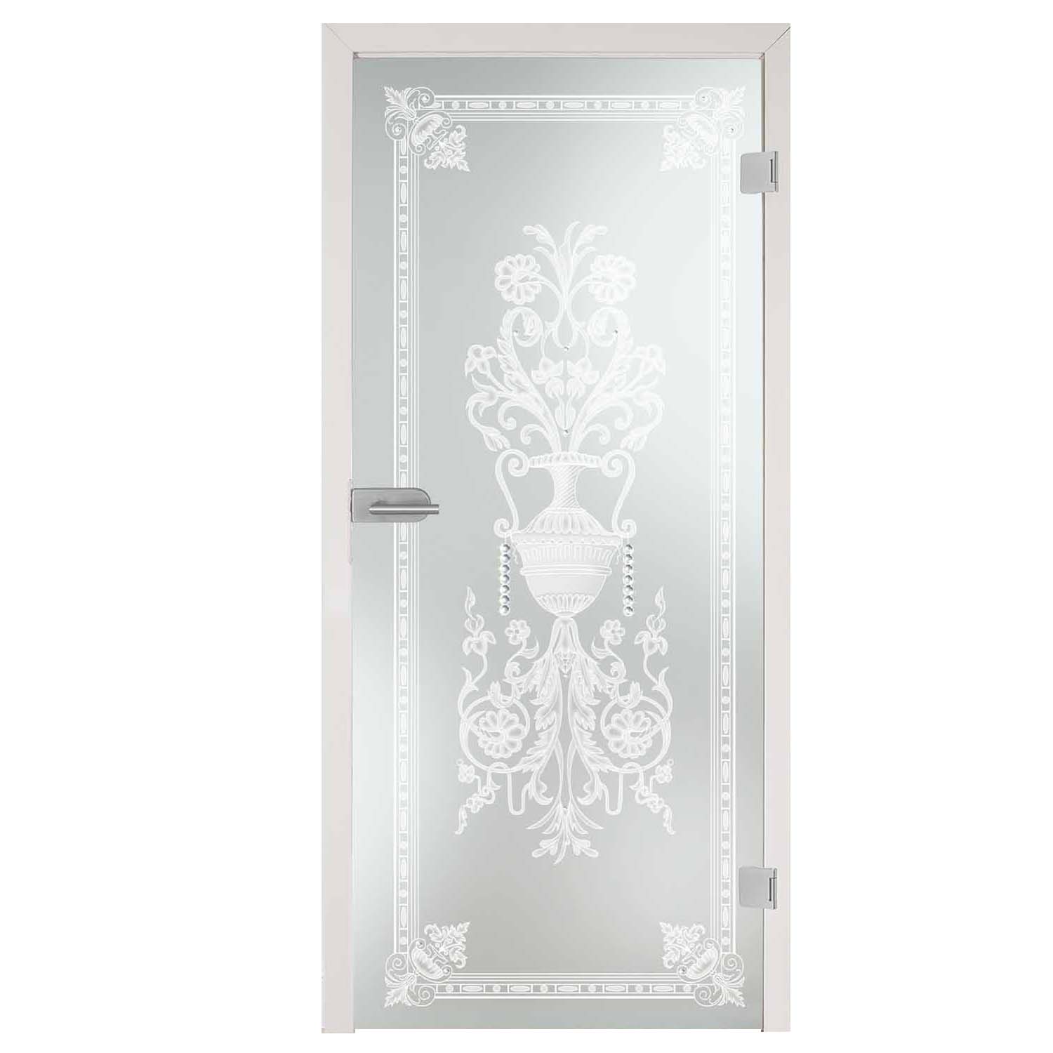 Ganzglastür mit Lasergravur auf sSatinatoglas aus unserer superior line- LD_GTS229