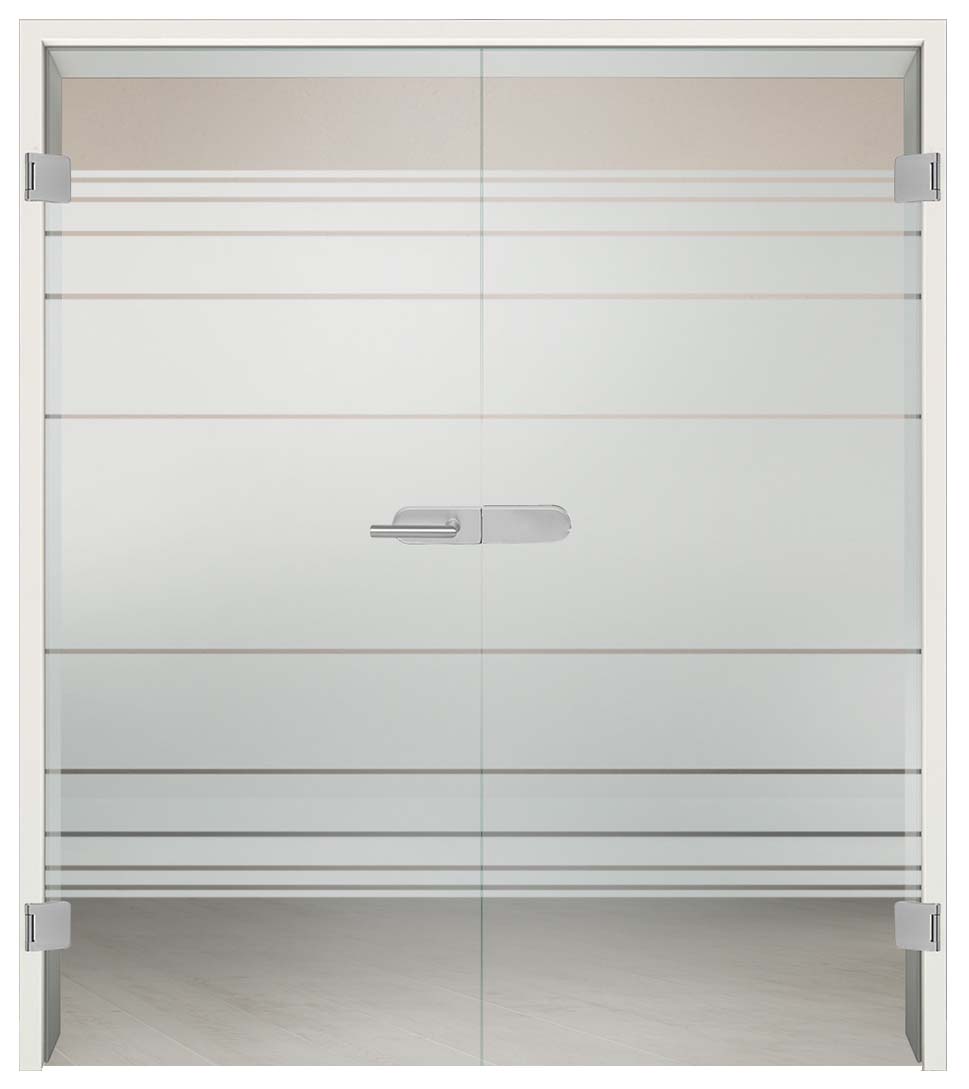 Komplettset Doppelflügeltür mit Sandstrahlung "7001"inkl. Blendrahmen & Beschlag