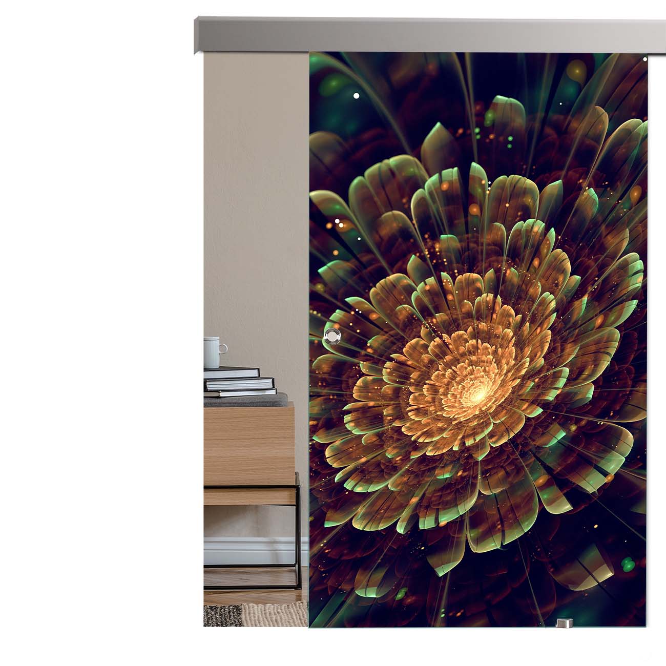 Schiebetür Blume Abstrakt "1002" mit Alu60-Schiebesystem