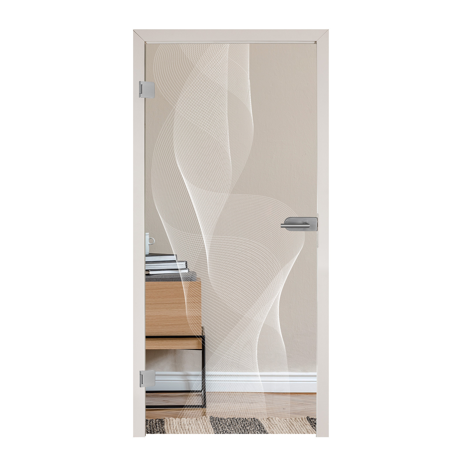 Ganzglastür mit Lasergravur "6006" - Float