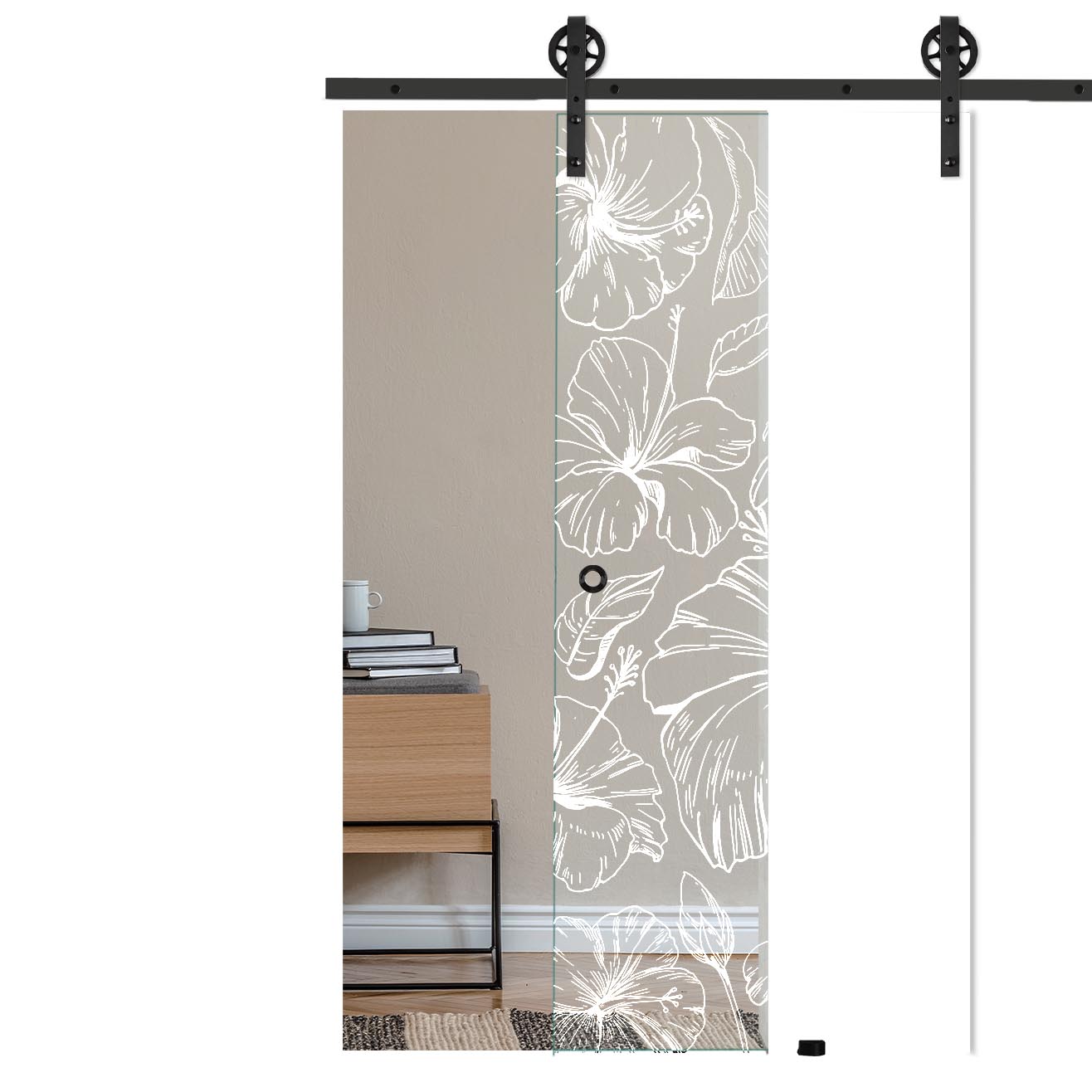 Schiebetür Hibiskus 1257 mit Corvara-Schiebesystem