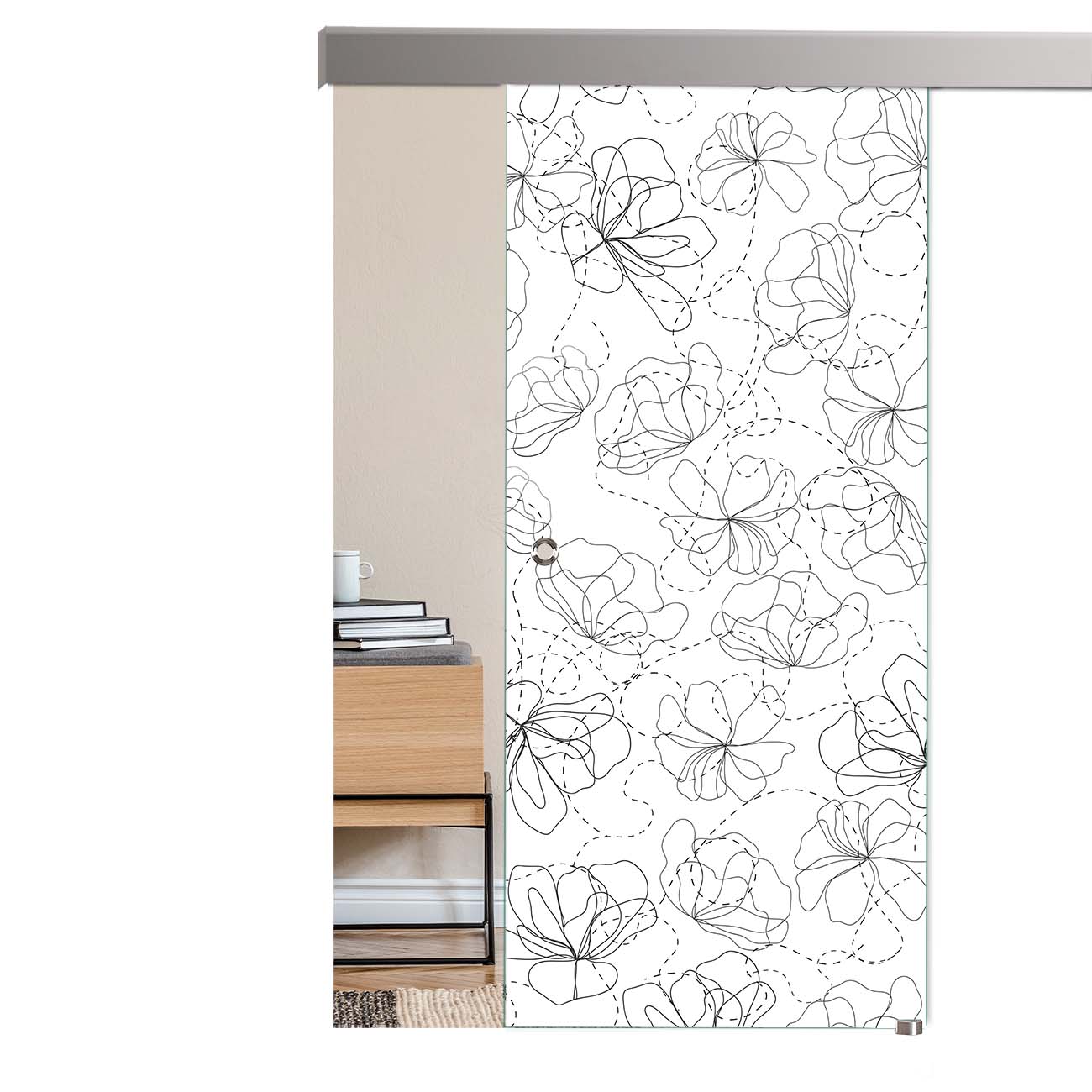 Schiebetür Blumengewirr "1191" mit Alu60-Schiebesystem