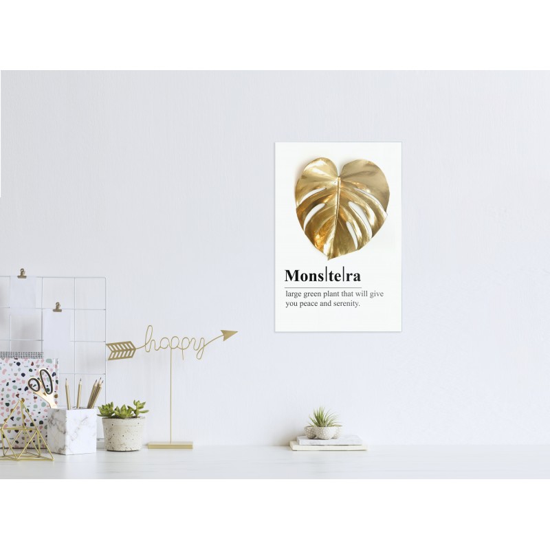 Glasbild Monstera Gold "7115"