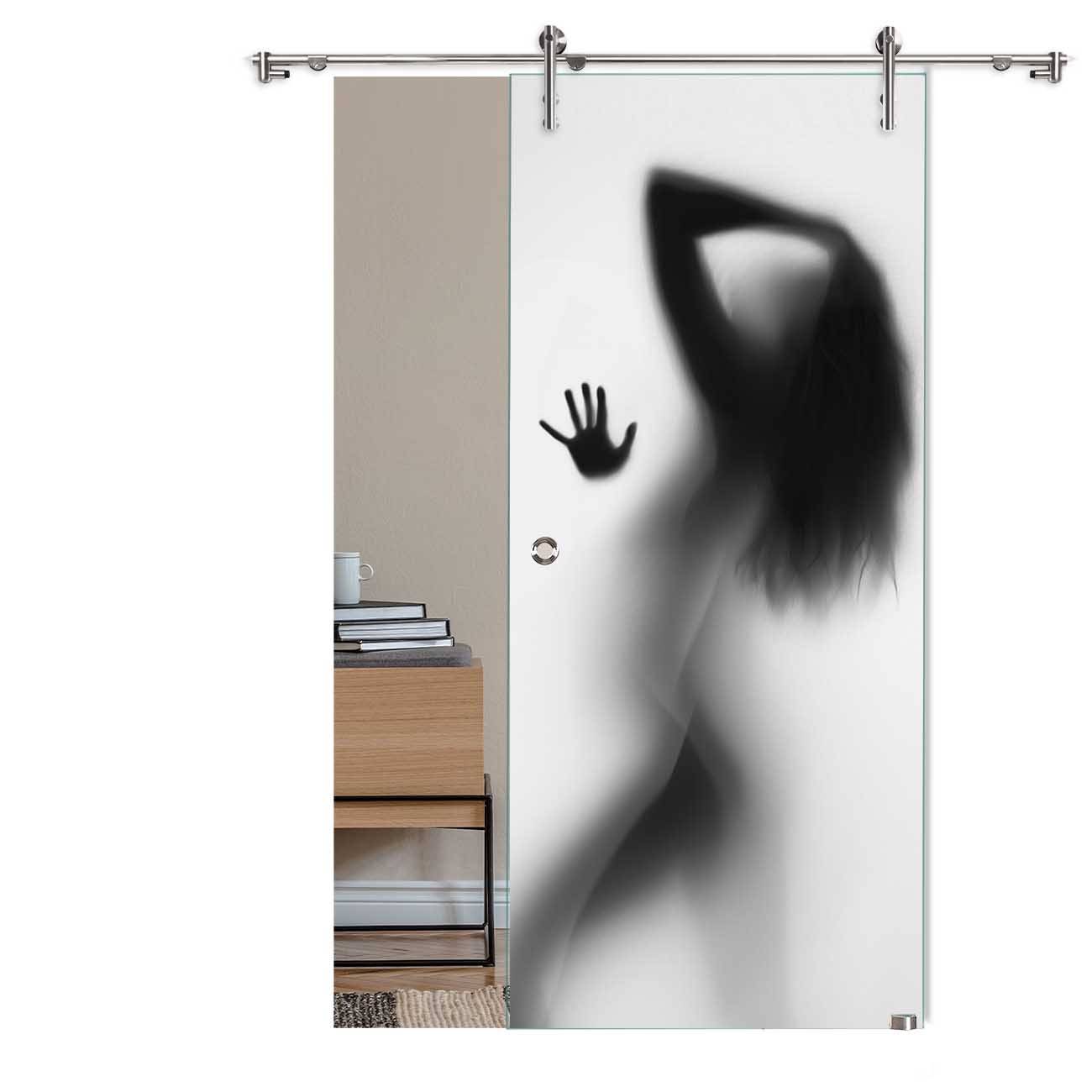 Schiebetür Schattenfrau "1037" mit V1000-Schiebesystem