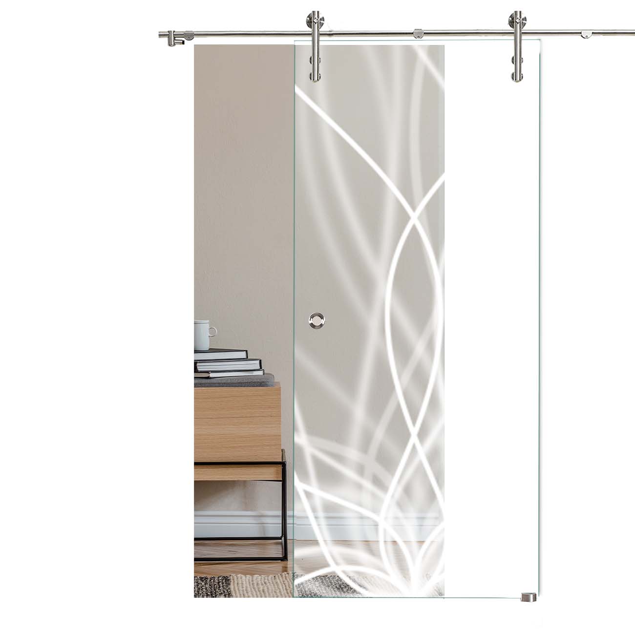 Schiebetür "6013" mit V1000-Schiebesystem und Lasergravur