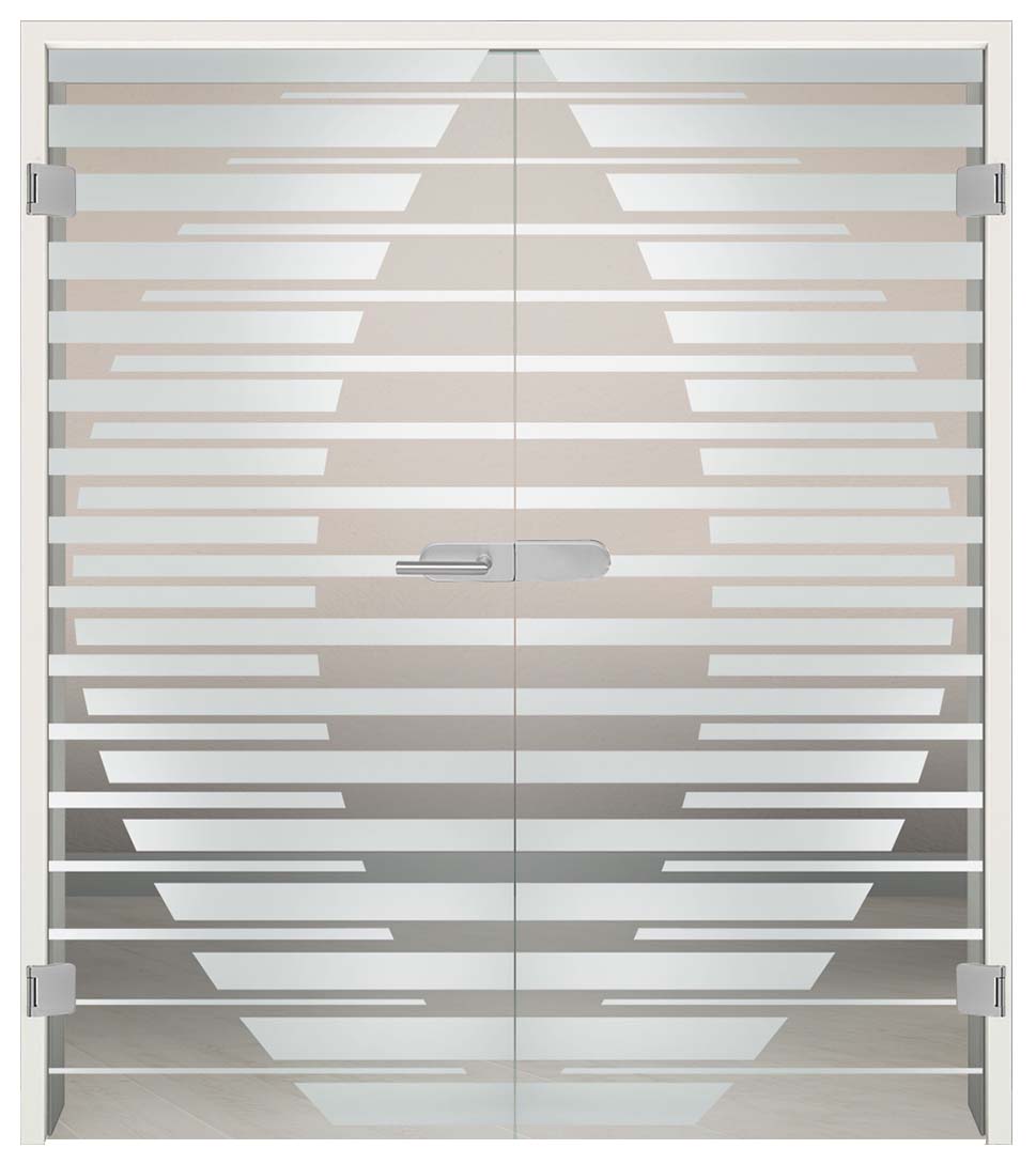 Komplettset Doppelflügeltür mit Sandstrahlung "257"inkl. Blendrahmen & Beschlag