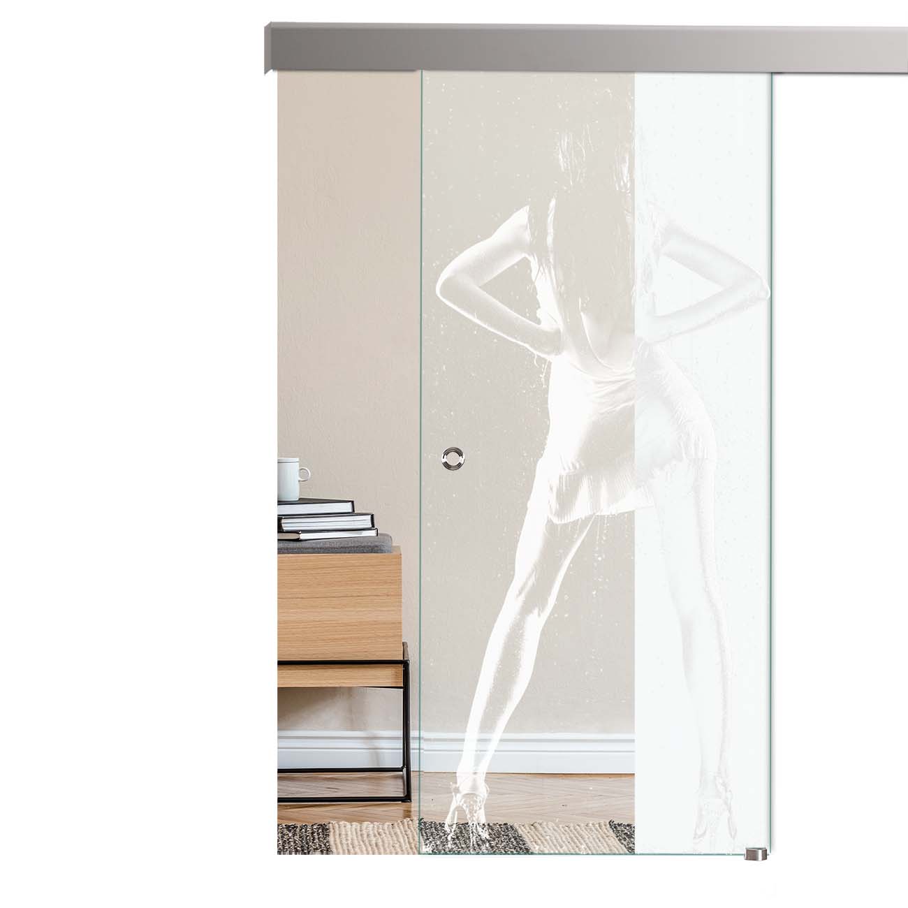 Schiebetür Regen "6001-F" mit Alu60-Schiebesystem & Lasergravur