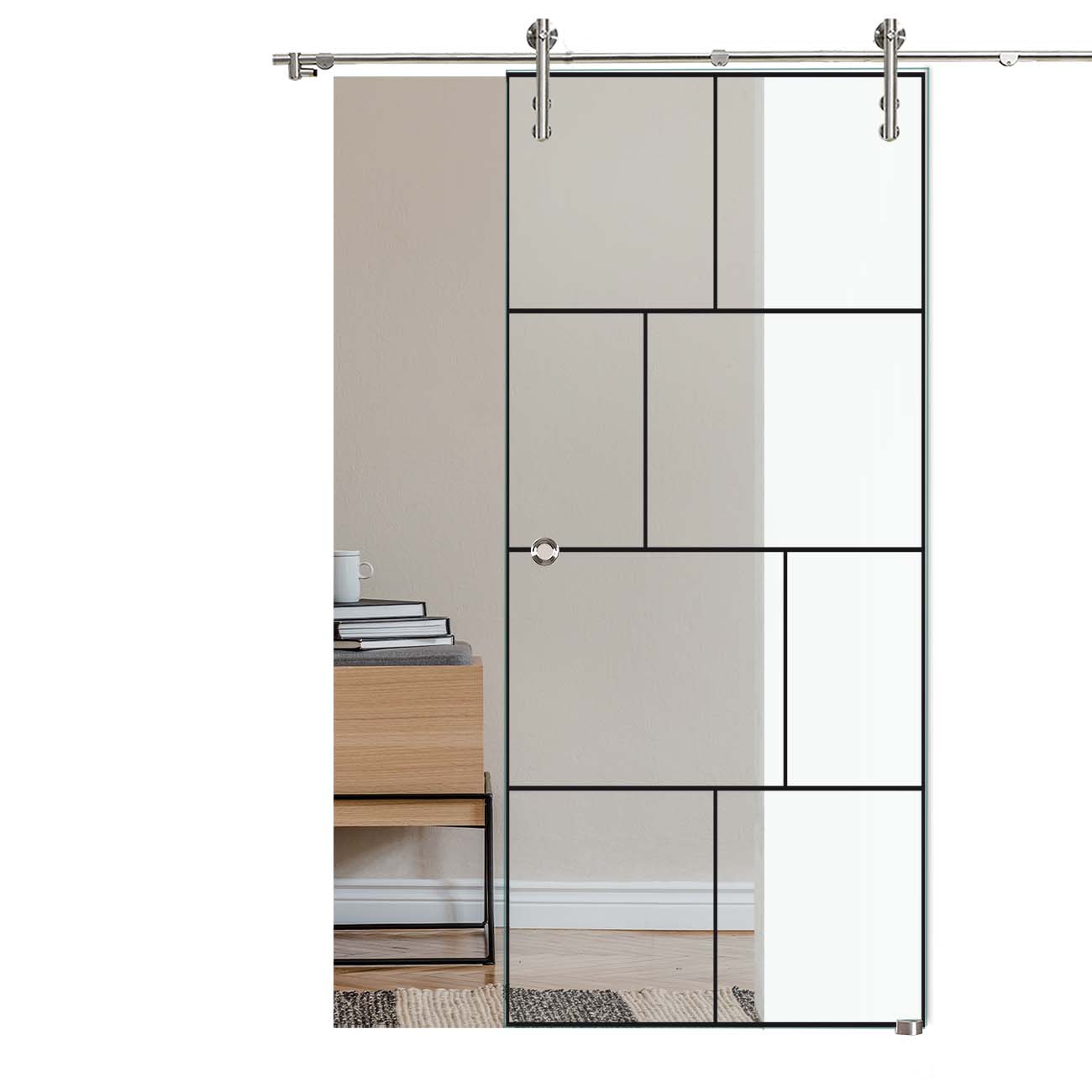 Schiebetür loft "904" mit V1000-Schiebesystem und Digitaldruck