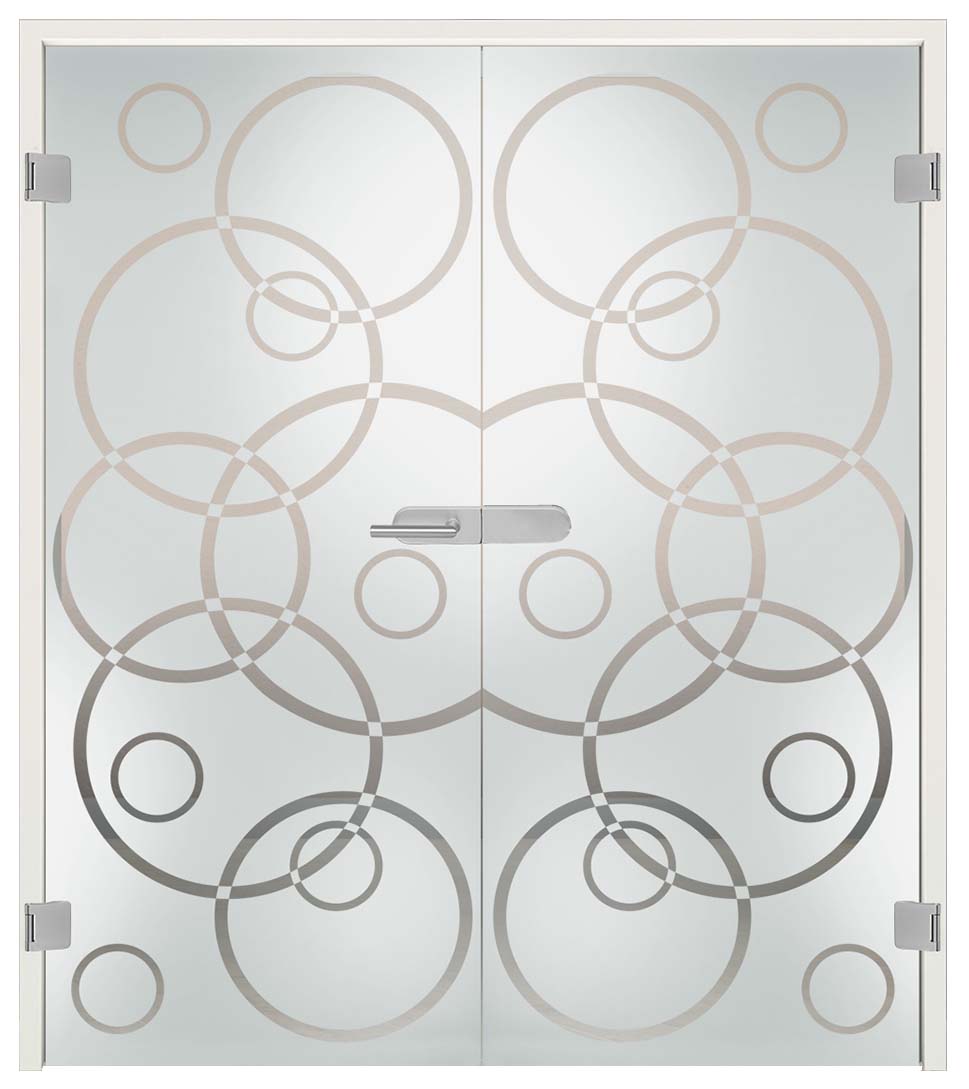 Komplettset Doppelflügeltür mit Sandstrahlung "255"inkl. Blendrahmen & Beschlag