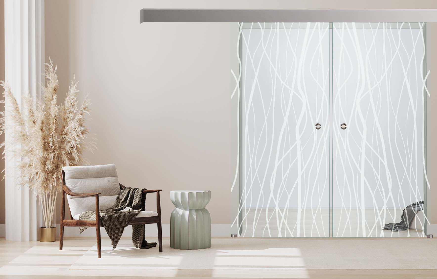 Doppelschiebetür "276-F" mit Alu60-Schiebesystem & Sandstrahlung