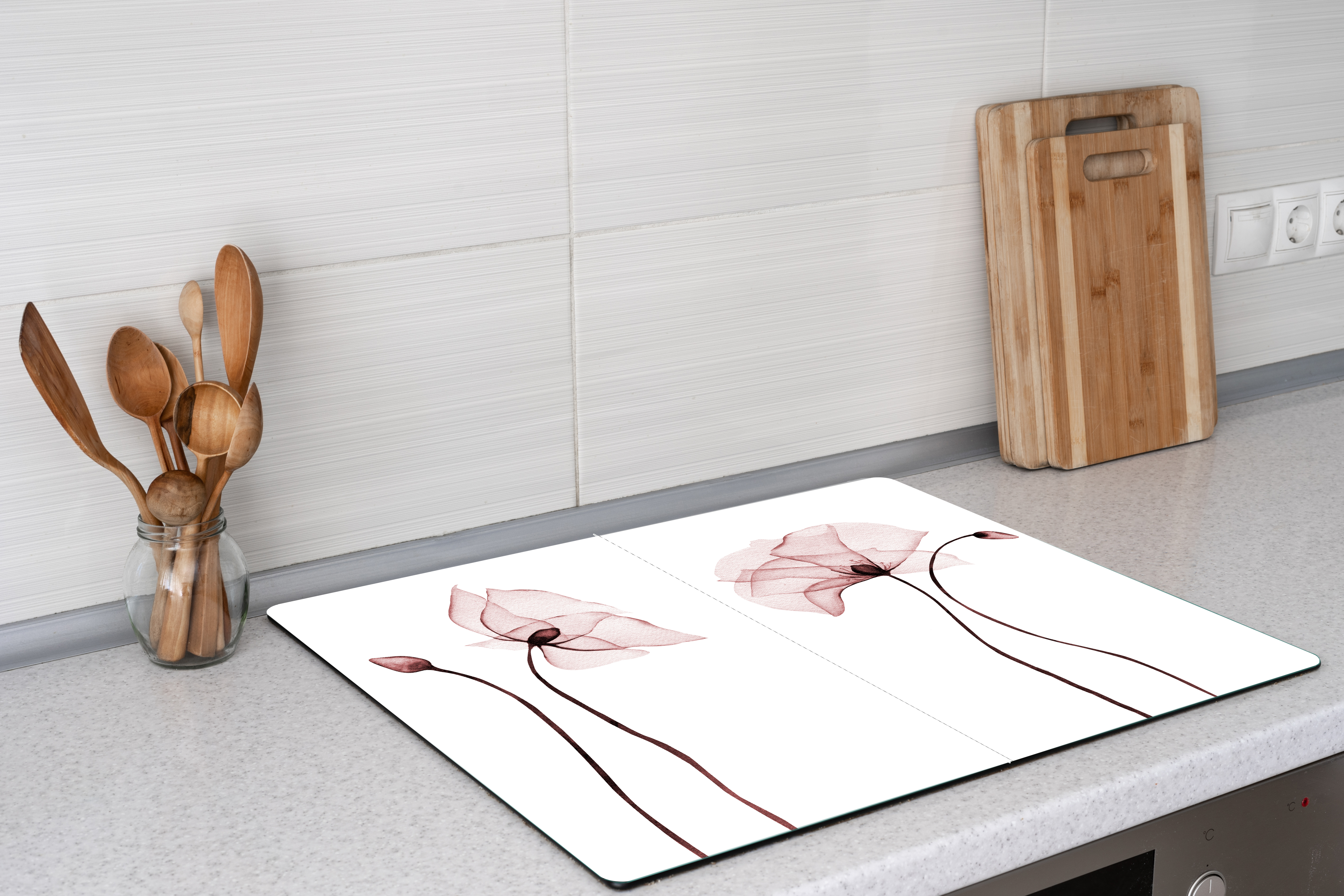 Kochfeldschutz, Herdabdeckung 1237 - Mohn