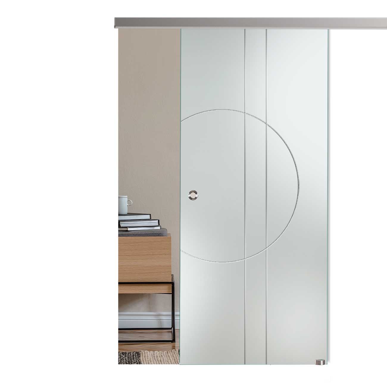 Schiebetür mit Rillenschliff DDC_R_12-S mit Slimline45-Schiebesystem