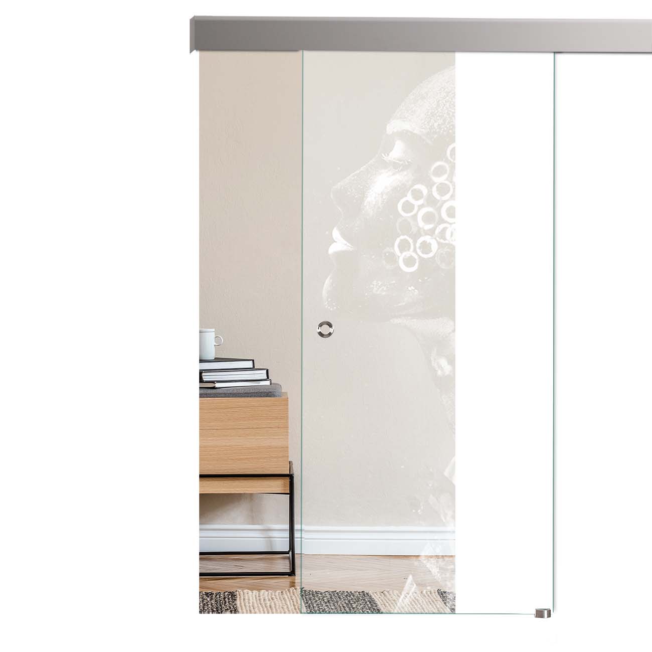 Schiebetür Space Woman "LD003" mit Alu60-Schiebesystem & Lasergravur