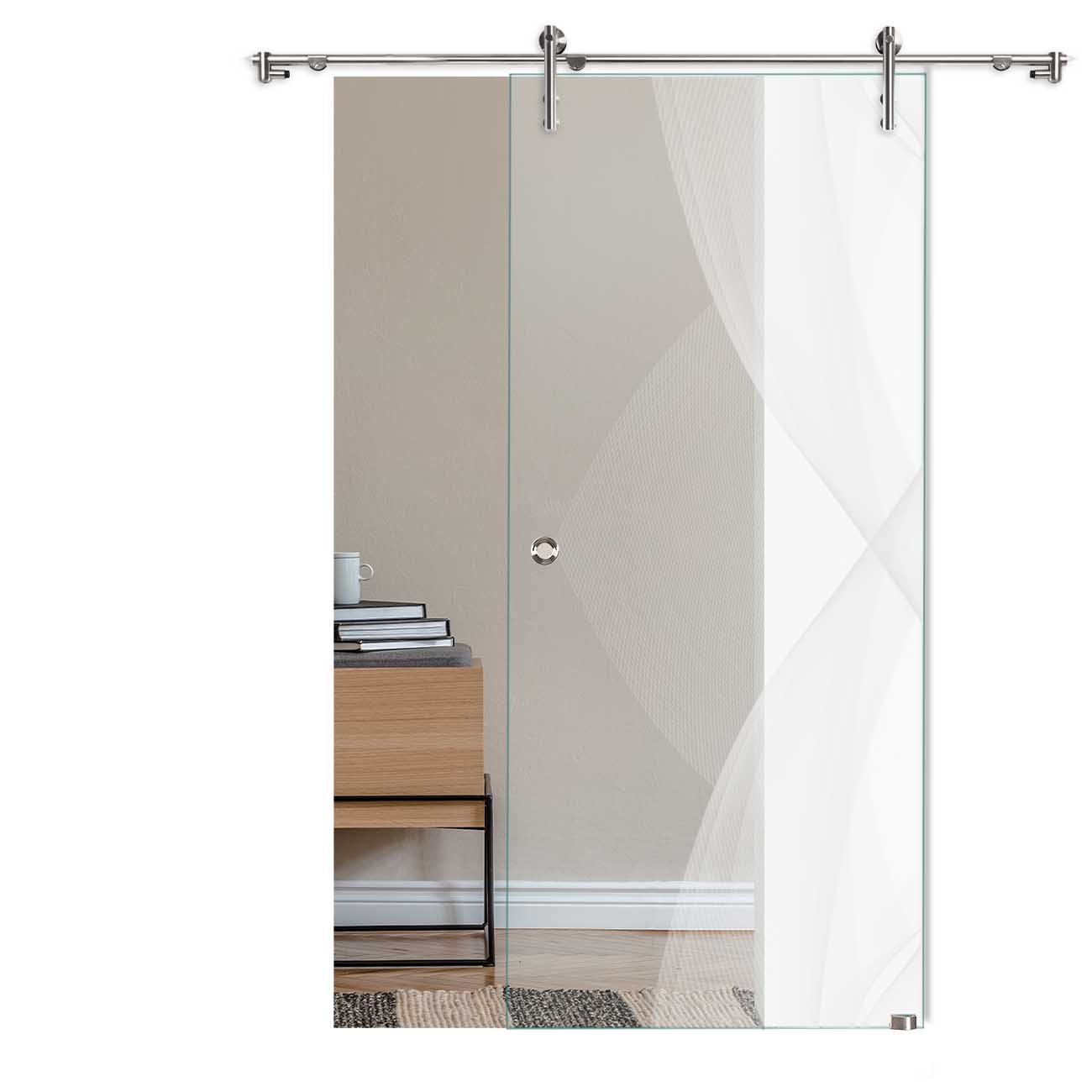 Schiebetür Brille "6000" mit V1000-Schiebesystem und Lasergravur