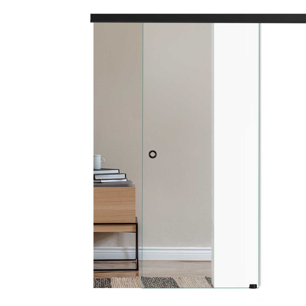 Schiebetür Float/Klarglas mit Slimline45-Blackline-Schiebesystem