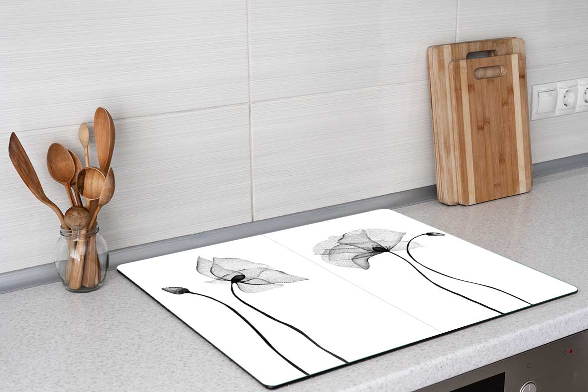 Kochfeldschutz, Herdabdeckung 1238 - Mohn SW