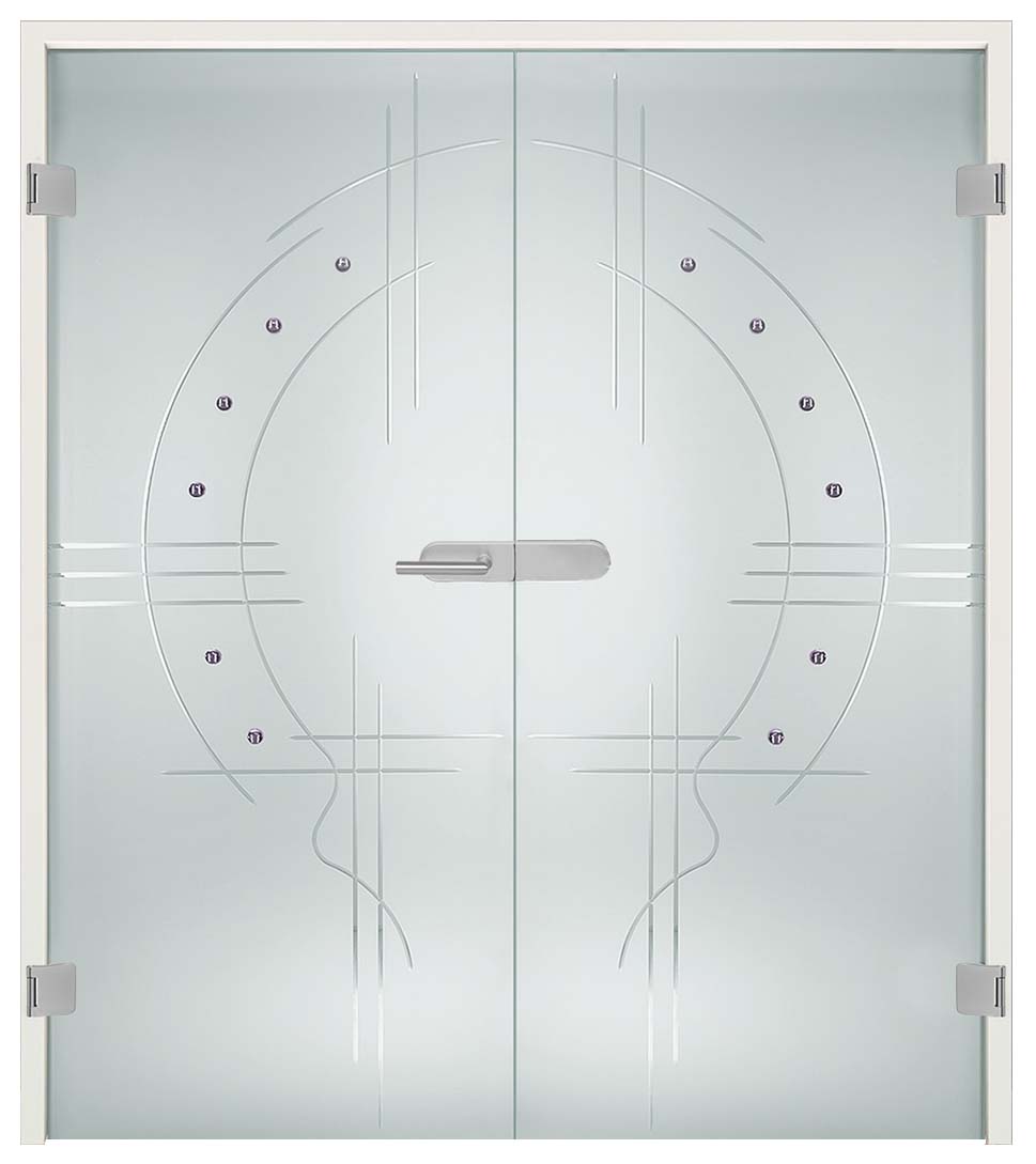 Komplettset Doppelflügeltür Rillenschliff "866" inkl. Blendrahmen & Beschlag