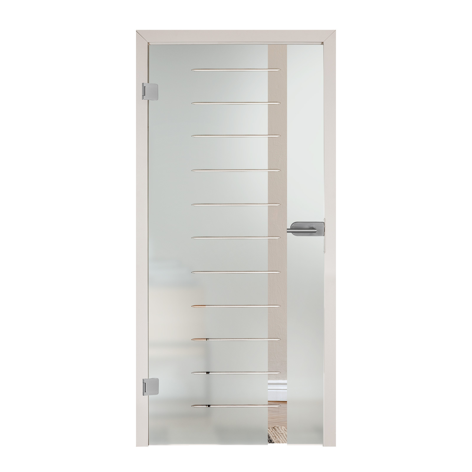 Ganzglastür mit Rillenschliff "EGR 2007"