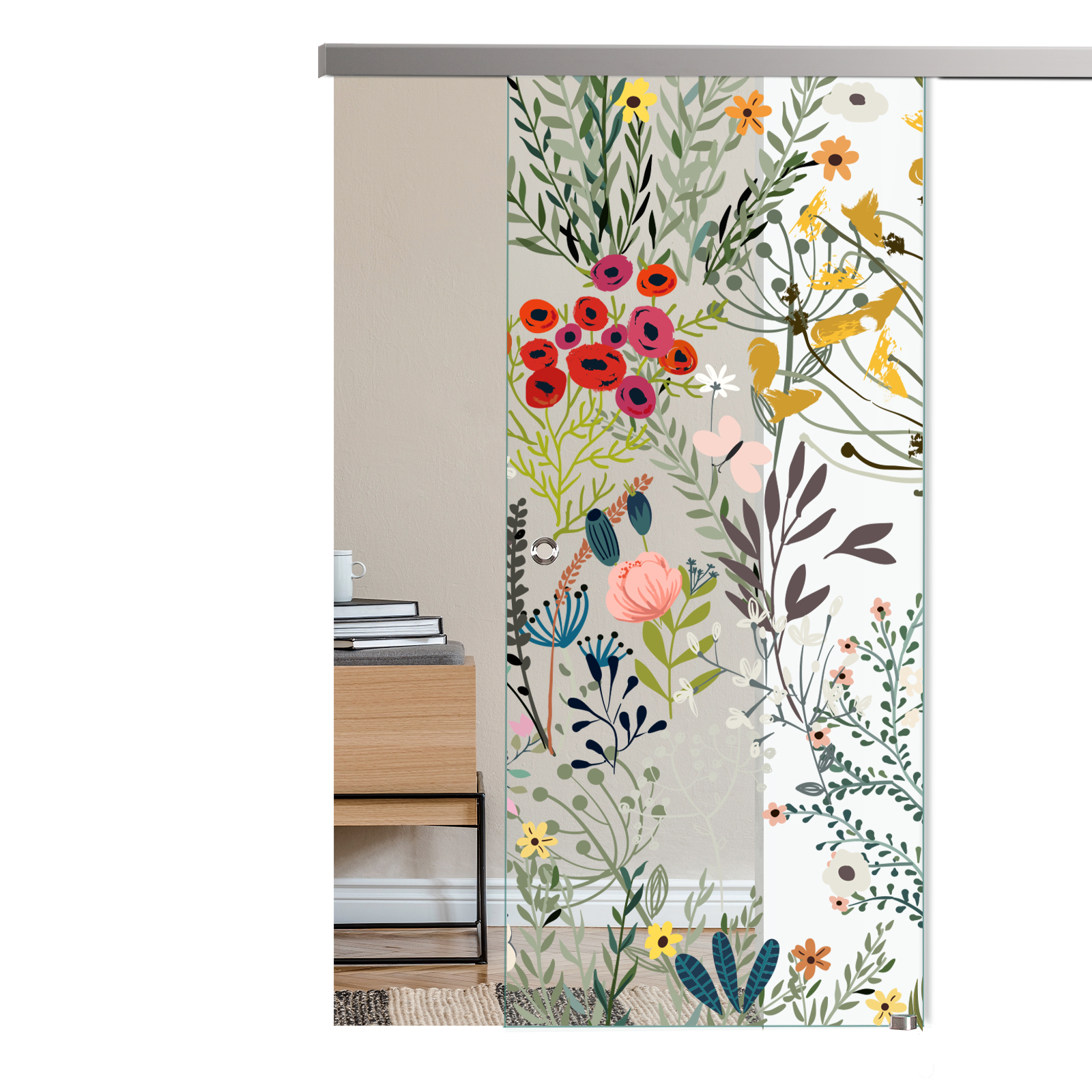 Schiebetür Blumen "1111-S" mit Slimline45-Schiebesystem