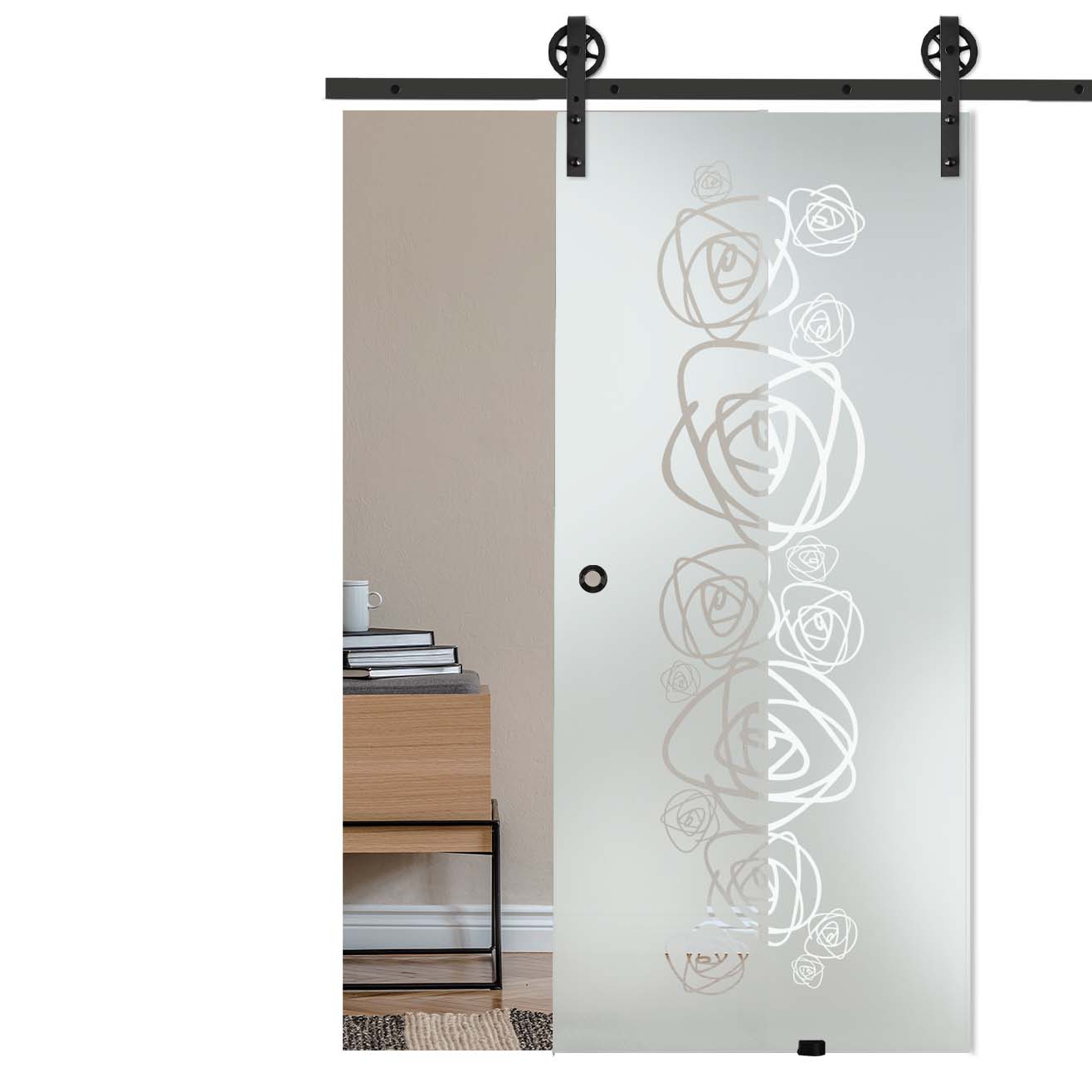 Schiebetür Kletterrose DES001S mit Corvara-Schiebesystem