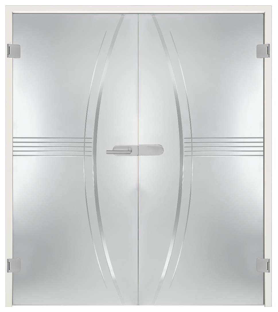 Komplettset Doppelflügeltür mit Rillenschliff "829-S"inkl. Blendrahmen & Beschlag