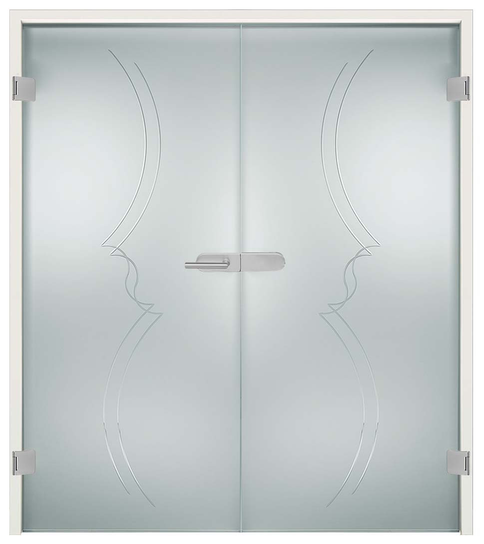 Komplettset Doppelflügeltür mit Rillenschliff "847-S"inkl. Blendrahmen & Beschlag