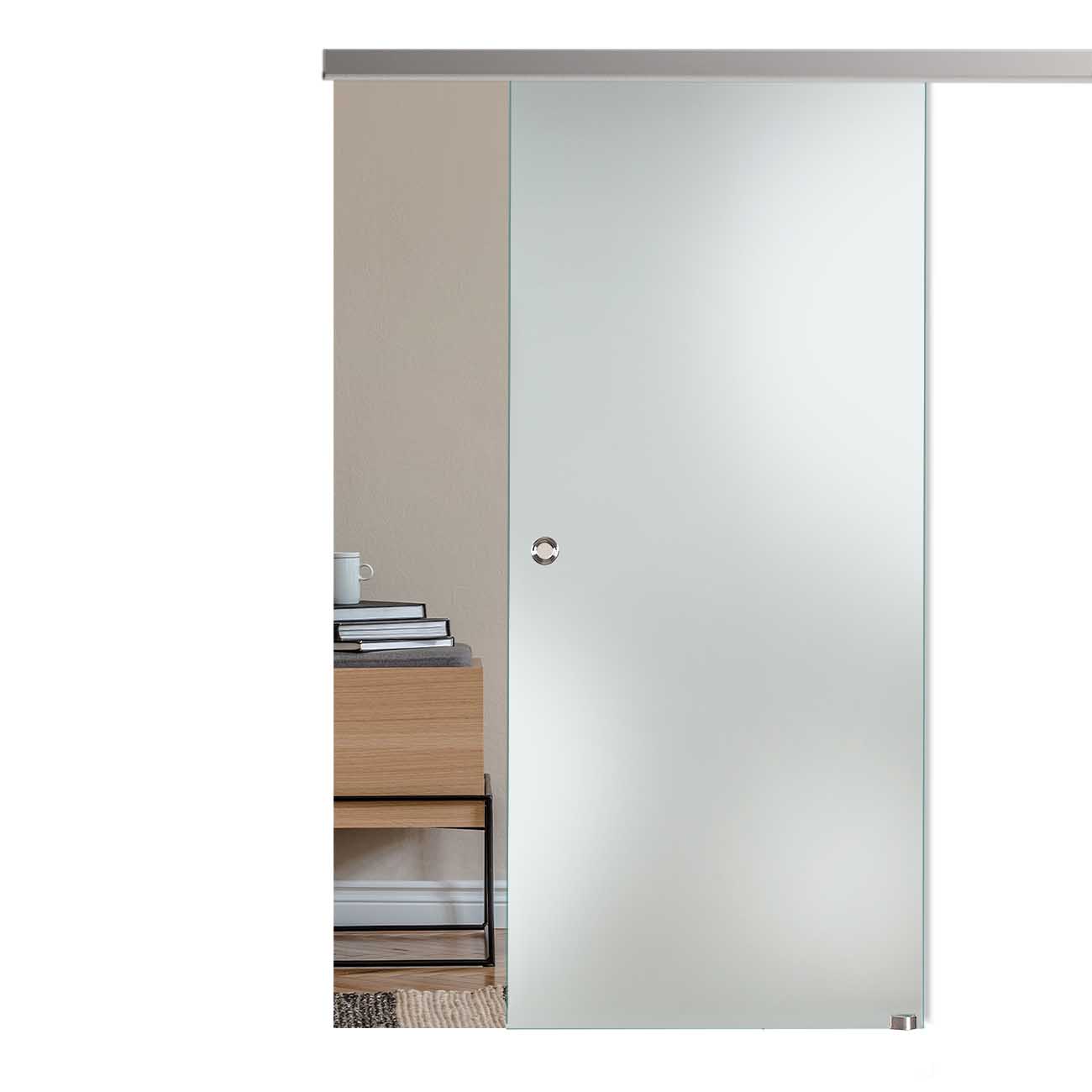 Schiebetür Milchglas/Satinato mit Slimline45-Schiebesystem