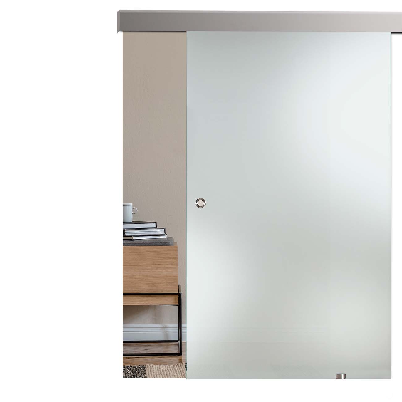 Schiebetür XXL Satinato/Milchglas mit Alu60-Schiebesystem