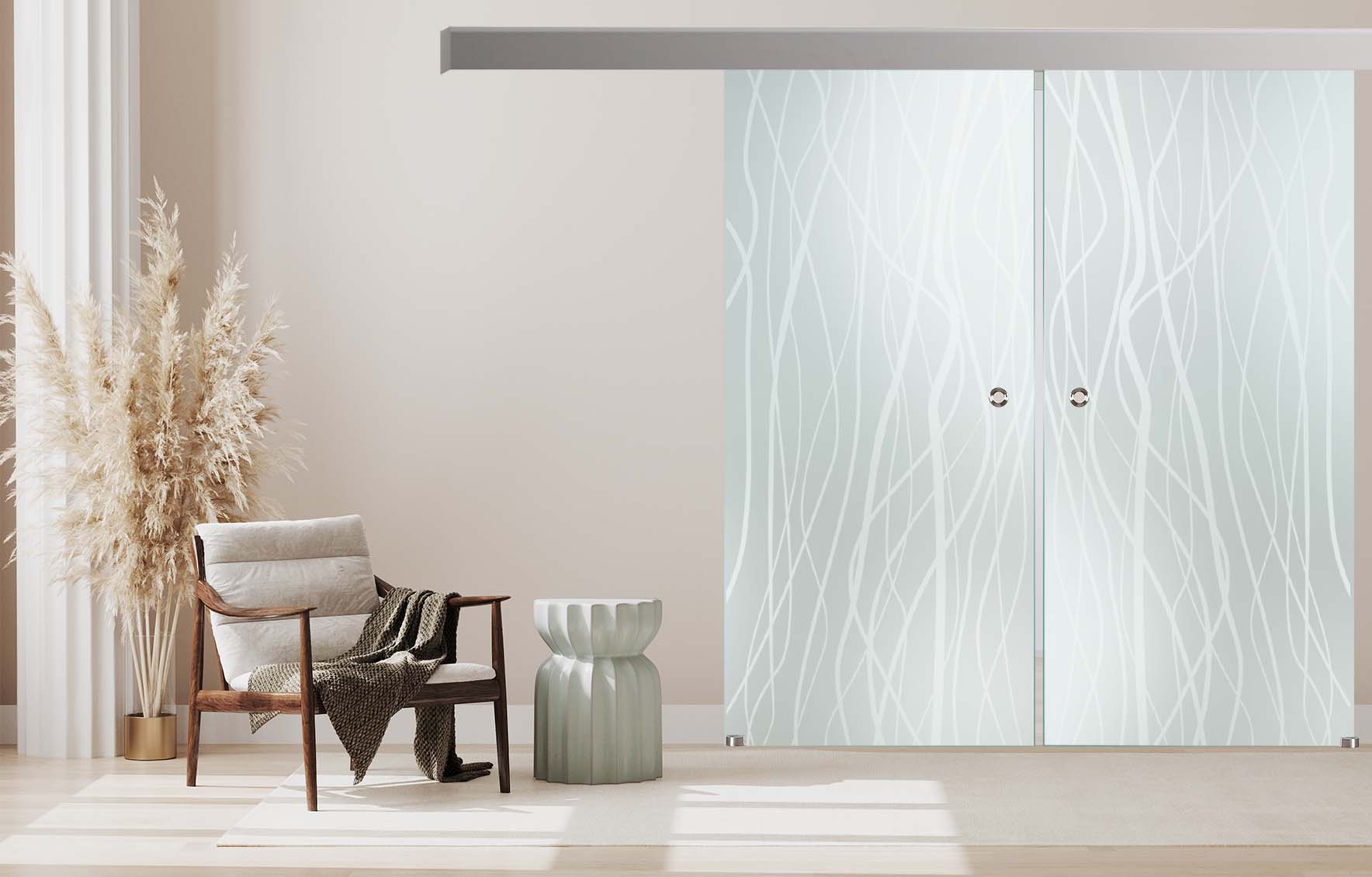 Doppelschiebetür "276-S" mit Alu60-Schiebesystem & Sandstrahlung