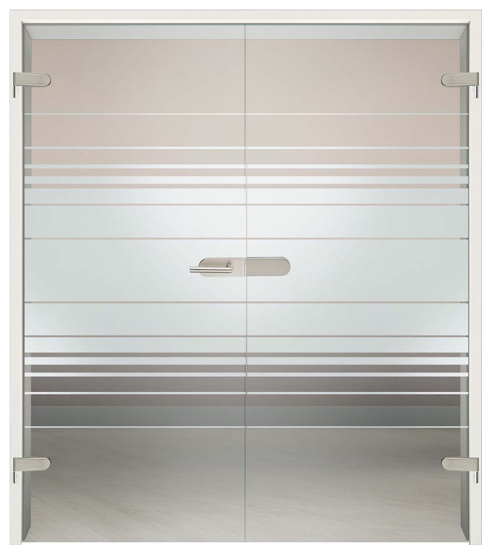 Komplettset Doppelflügeltür mit Sandstrahlung "300"inkl. Blendrahmen & Beschlag