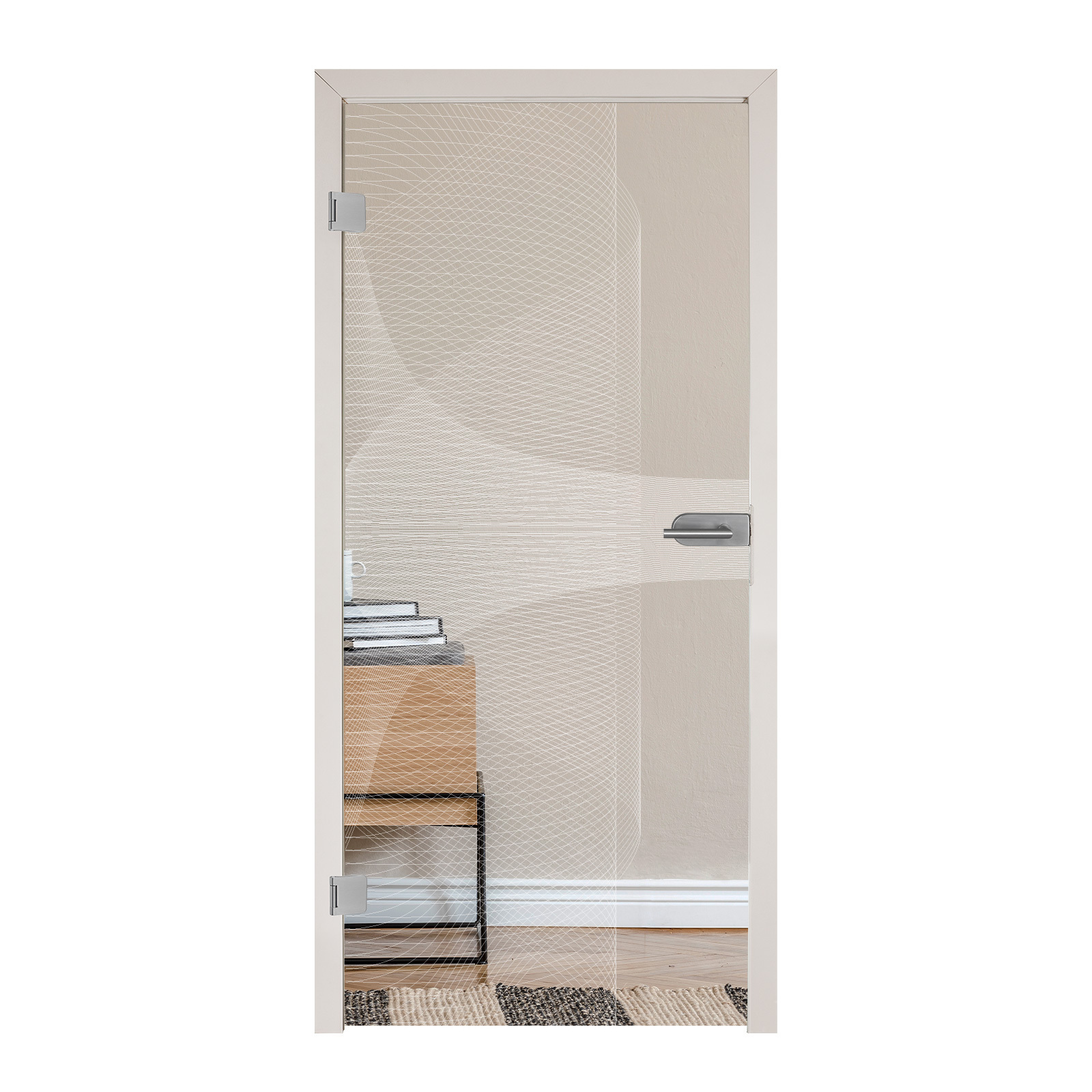 Ganzglastür mit Lasergravur "6007" - Float