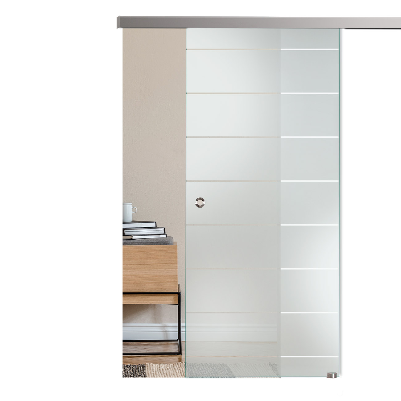 Schiebetür "240" mit AG50-Schiebesystem und Sandstrahlung