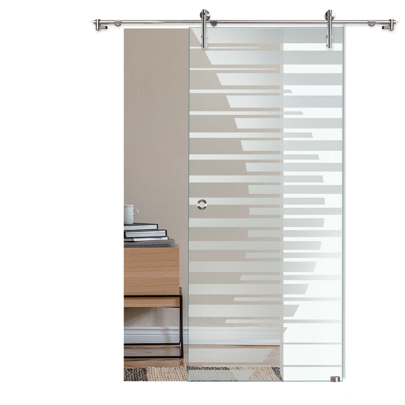 Schiebetür "257" mit V1000-Schiebesystem mit Sandstrahlung