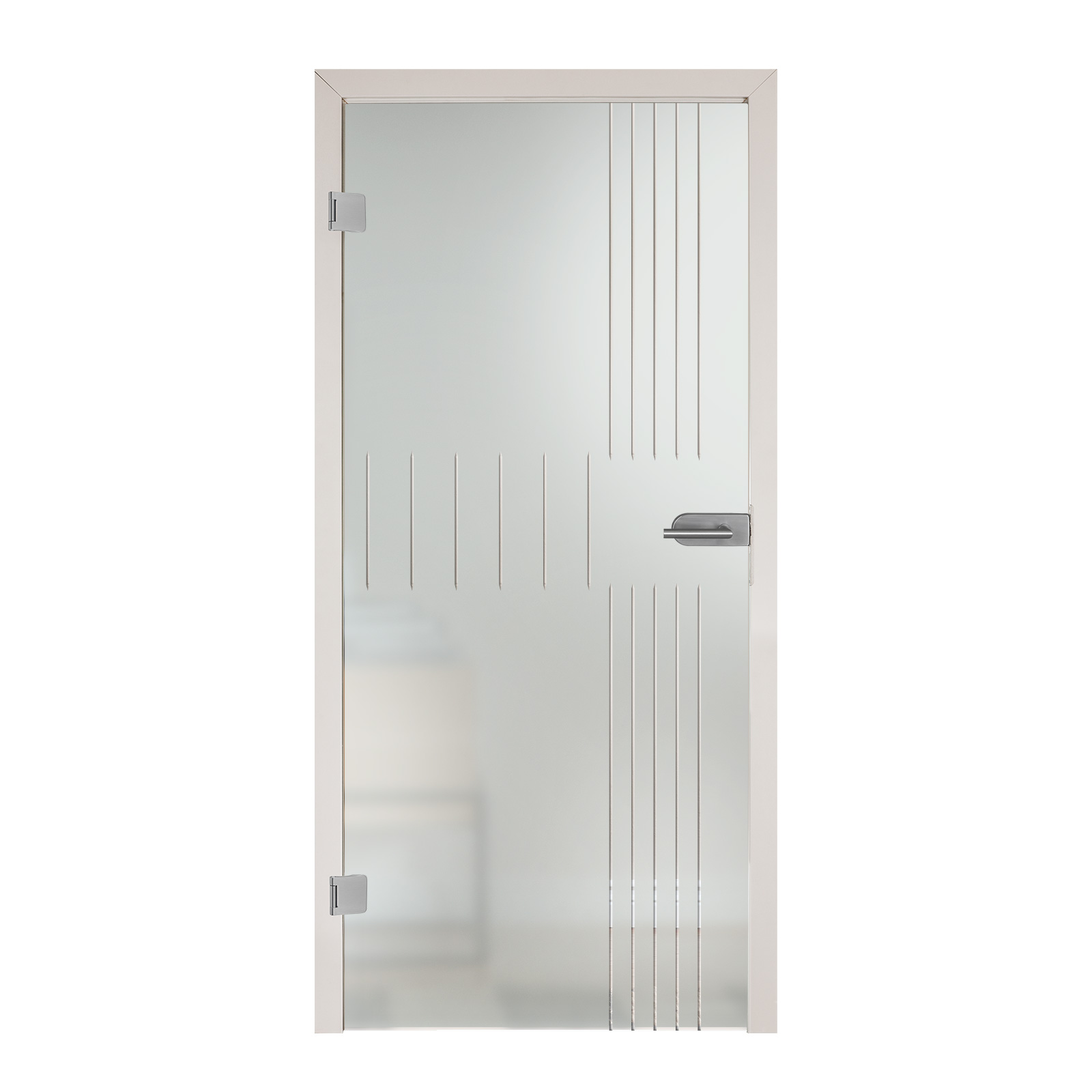 Ganzglastür mit Rillenschliff "DES-R-032" - Satinato