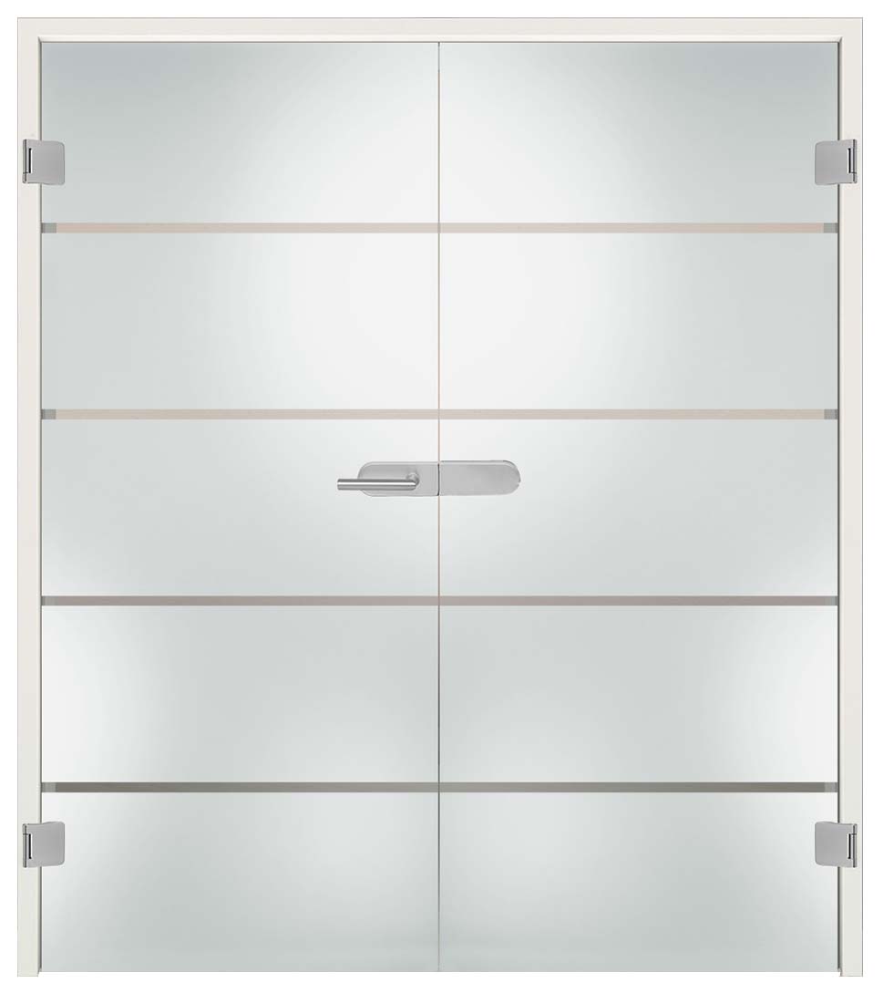 Komplettset Doppelflügeltür mit Sandstrahlung "254"inkl. Blendrahmen & Beschlag